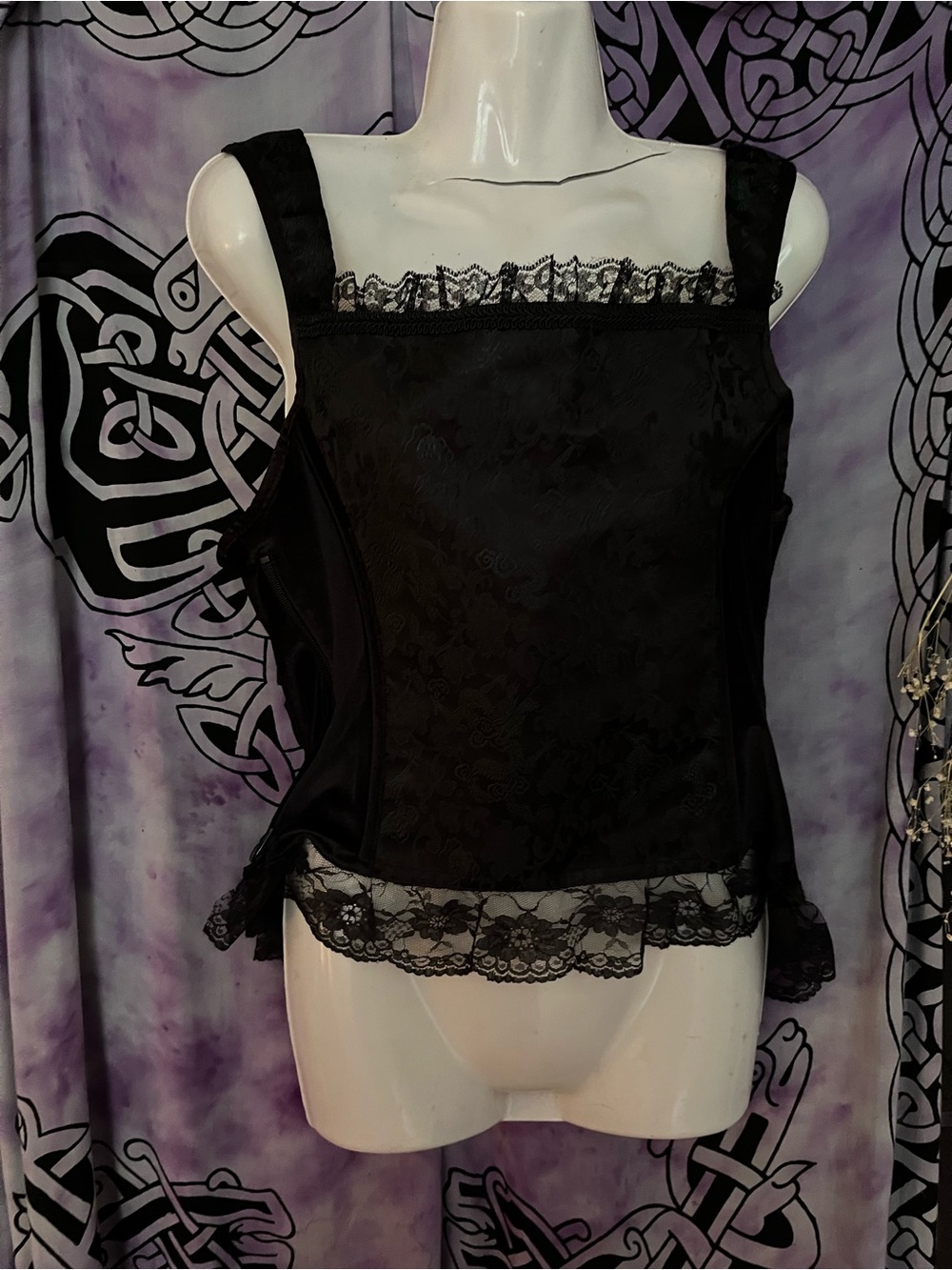 Spirit Black Lace-Trim Square Neck Camisole